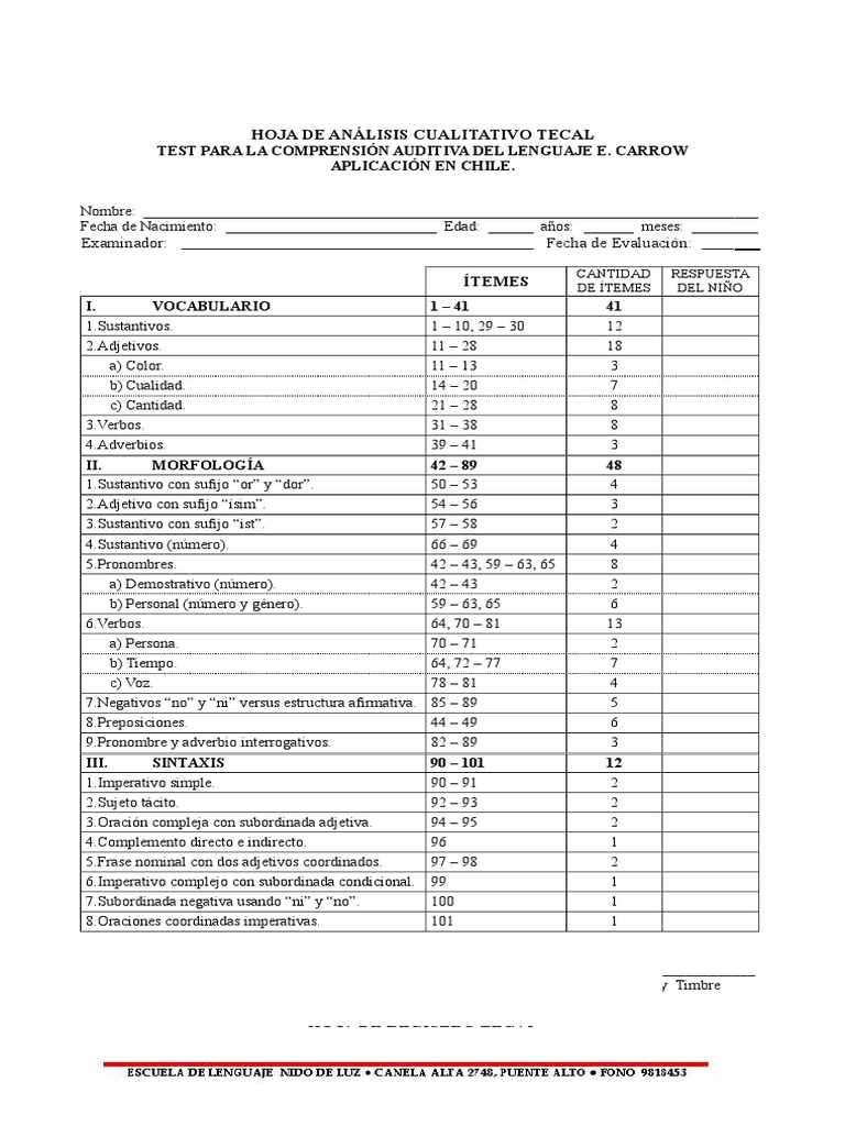 Análisis Cualitativo del Test TECAL | PDF | Morfología | Mecánica del ...