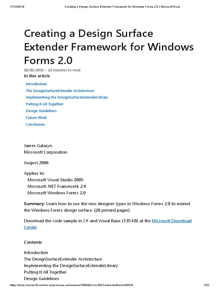 Creating A Design Surface Extender Framework For Windows Forms 2.0 ...