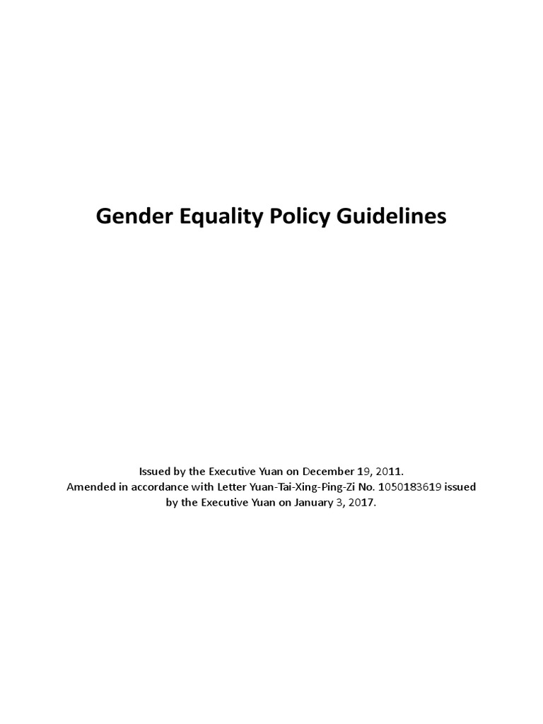 Gender Equality Policy Guidelines | PDF | Gender Equality | Gender Studies