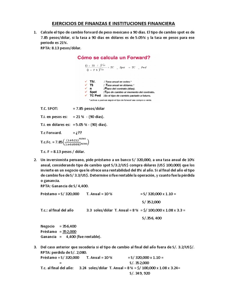 Ejercicios de Finanzas y Tipos de Cambio | PDF | Opción (Finanzas ...