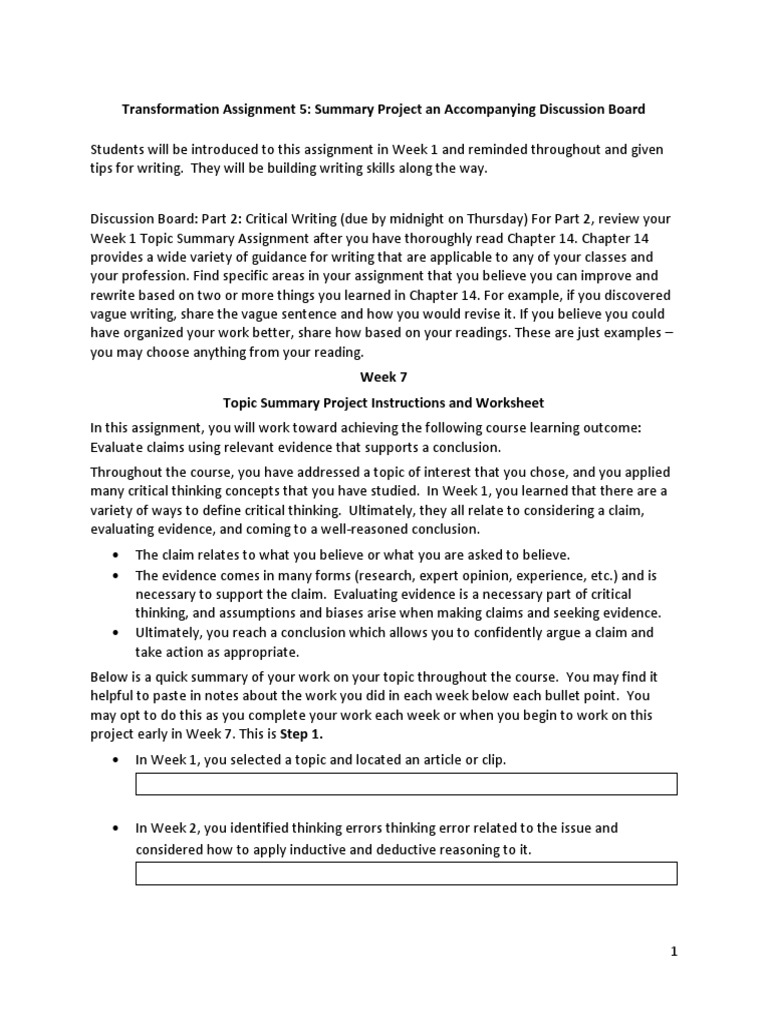 transformation assignment 15 psyu 15 summary project instructions