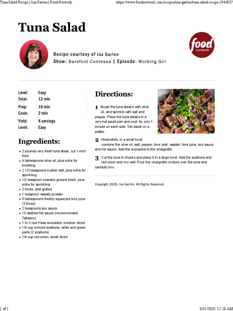 Tuna Salad Recipe Ina Garten Food Network PDF