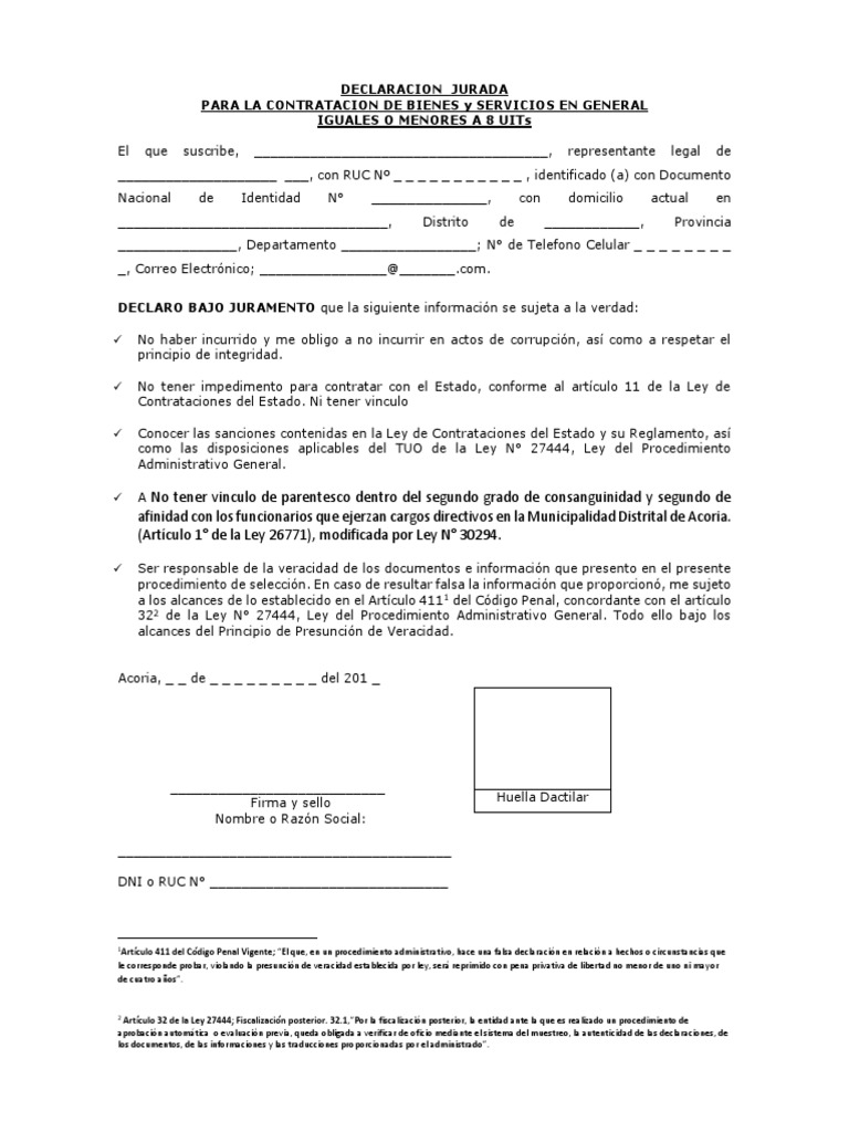 Declaracion Jurada de Servicios | PDF | Ley Pública | Gobierno