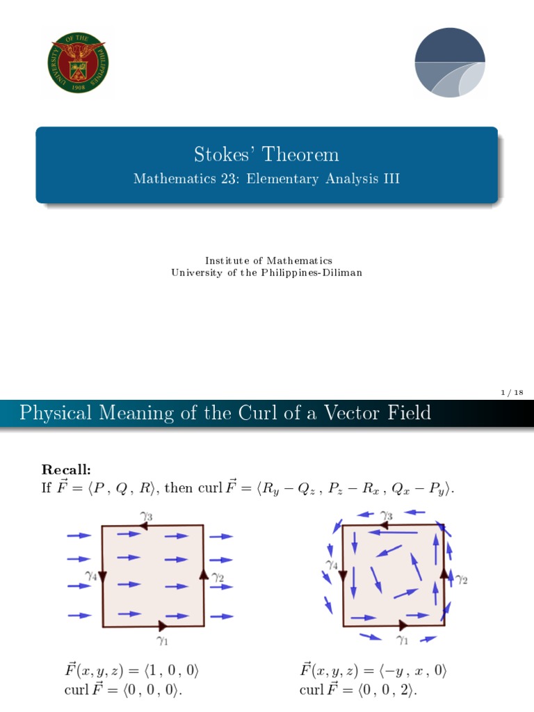 Math 23 Lecture 4 6 Stokes Theorem Integral Area