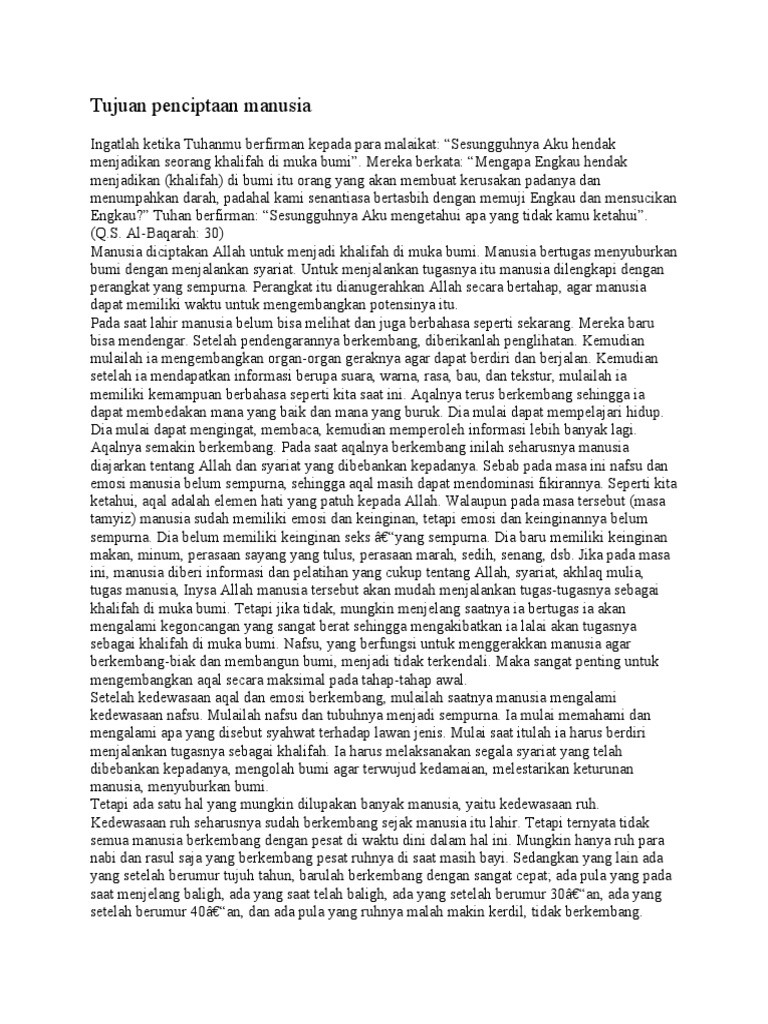 Tujuan Penciptaan Manusia | PDF