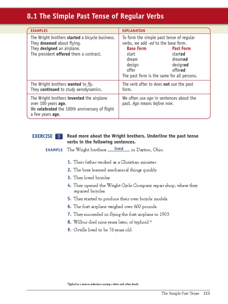 Past Simple1 Pdf Wright Brothers Stress Linguistics