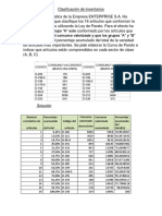 Clasificación de inventarios siguiendo la Ley de Pareto