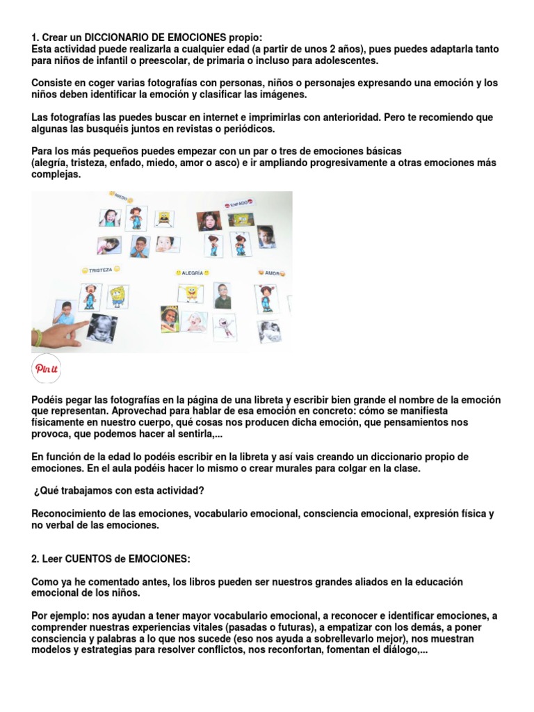 Actividades para Trabajar Emociones en Niños | PDF | Las emociones ...