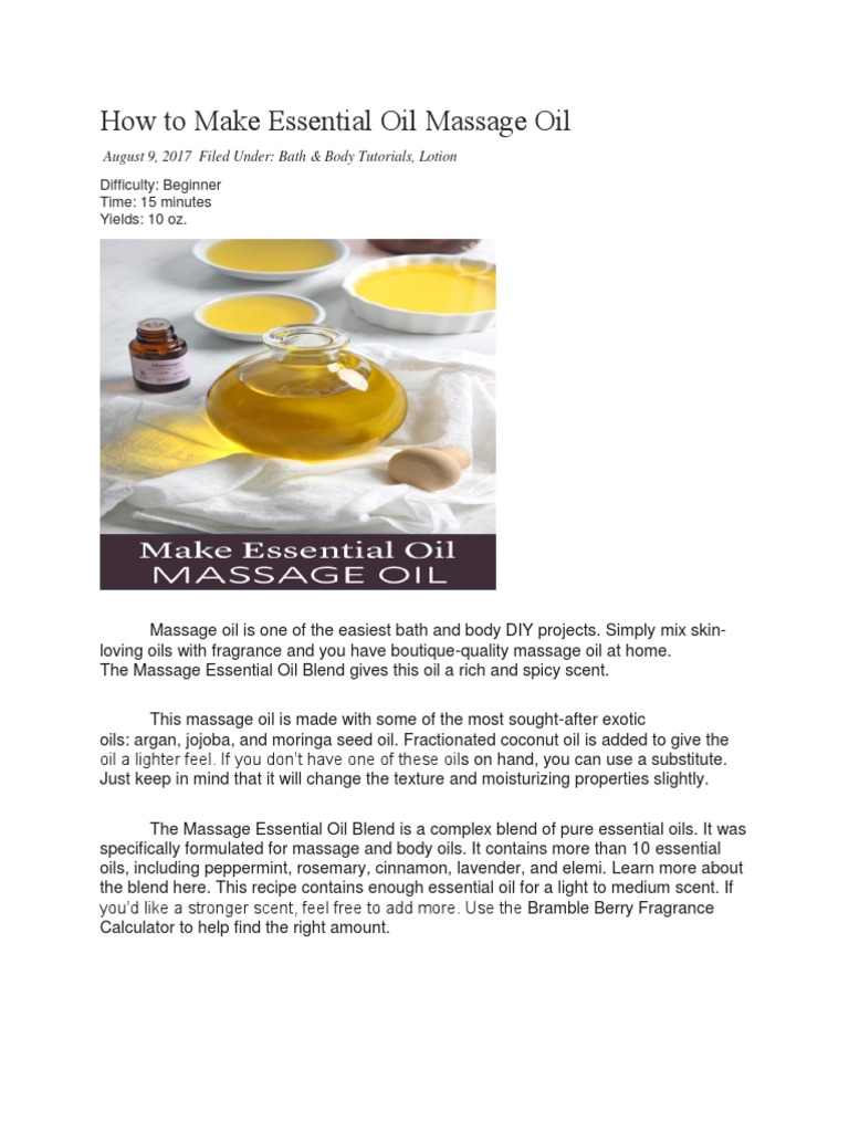 How To Make Essential Oil Massage Oil PDF Essential Oil Perfume