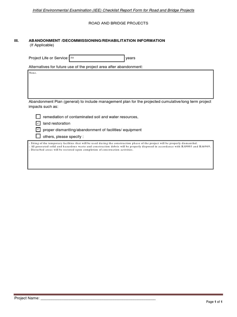 Abandonment and Rehabilitation Plans | PDF
