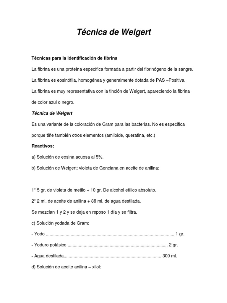 Tinción de Weigert para Fibrina | PDF