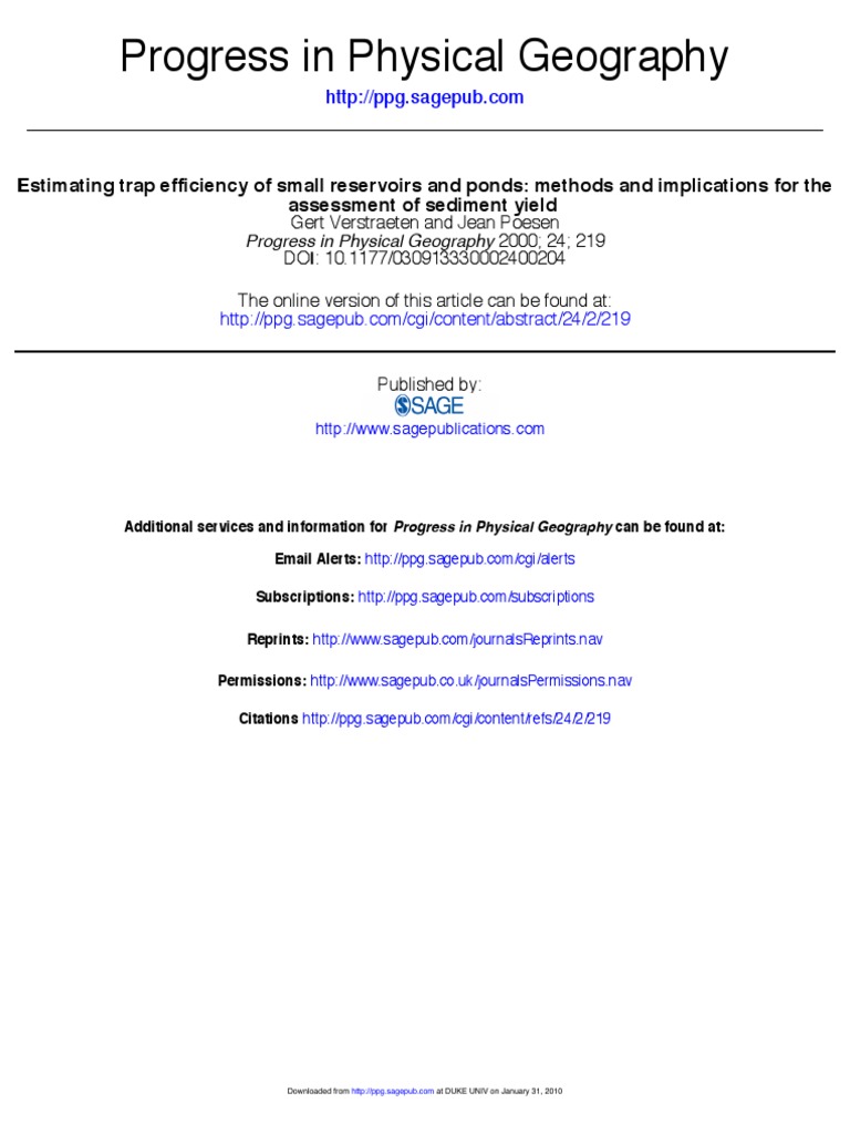Estimating Trap Efficiency PDF | PDF | Reservoir | Sediment