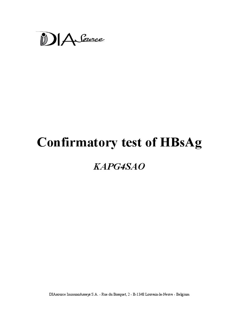 Confirmatory Test of HBsAg PDF Hepatitis Elisa