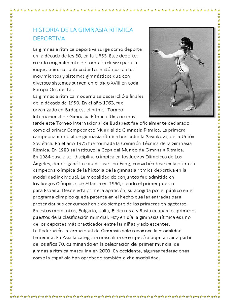 Historia de la Gimnasia Rítmica | PDF | Gimnasia | Deportes