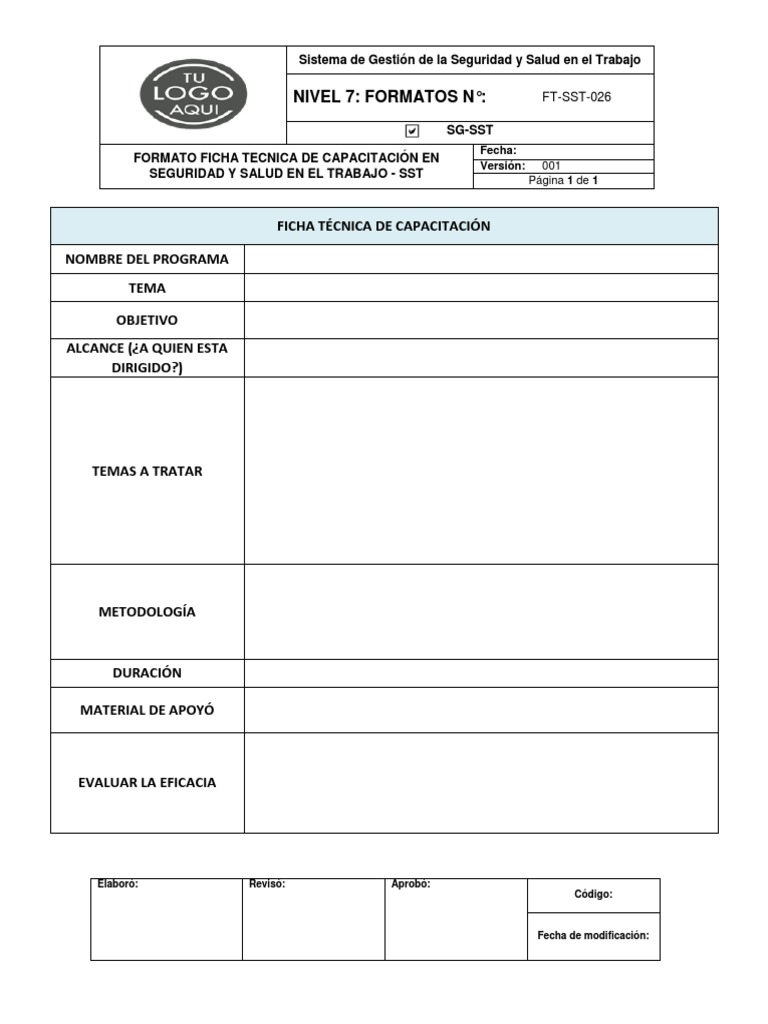 Ficha Técnica de Capacitación | PDF