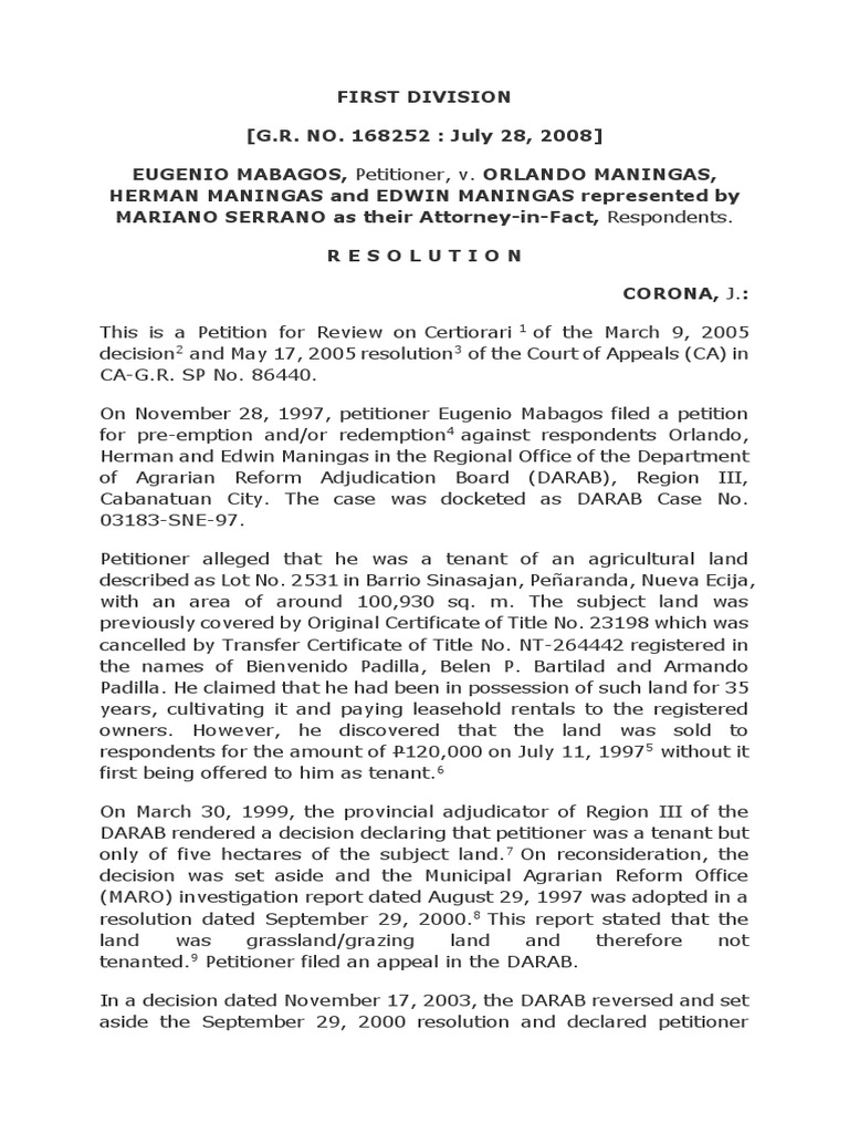 Tenant Rights and Land Redemption Case | PDF | Leasehold Estate ...