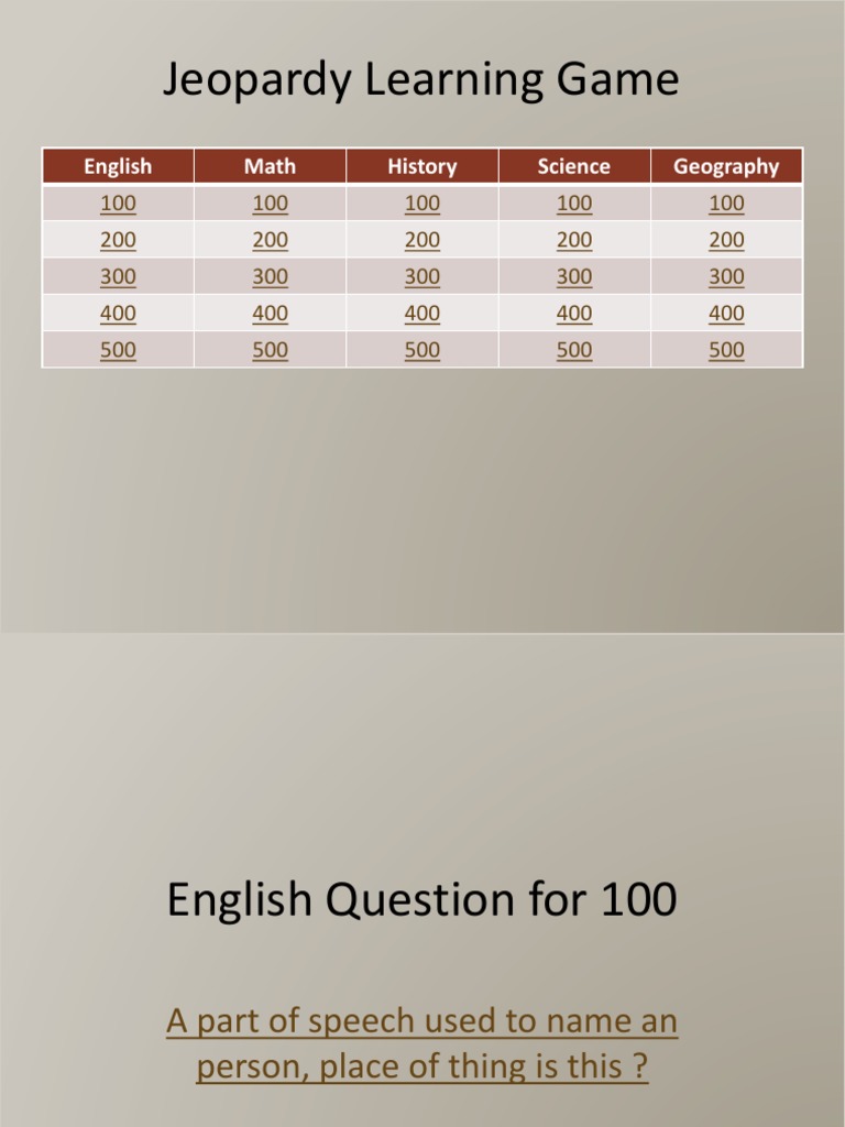 Jeopardy Game PDF Geography Physical Sciences