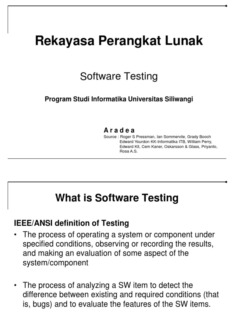 Strategi dan Jenis Pengujian Perangkat Lunak | PDF | Software Testing ...