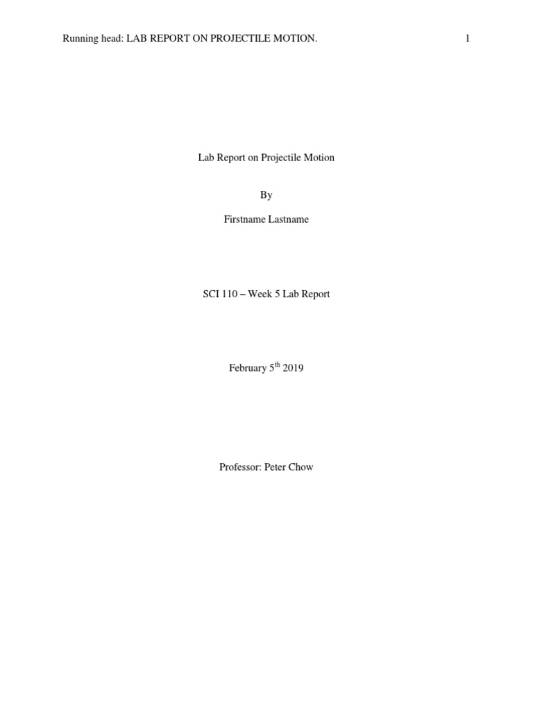 Projectile Motion Lab Report | PDF | Projectiles | Force