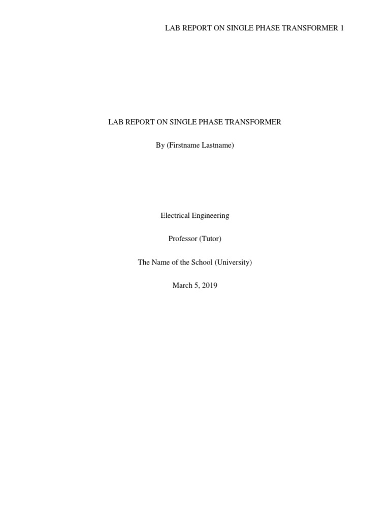Lab Report On Single Phase Transformer | PDF | Transformer ...