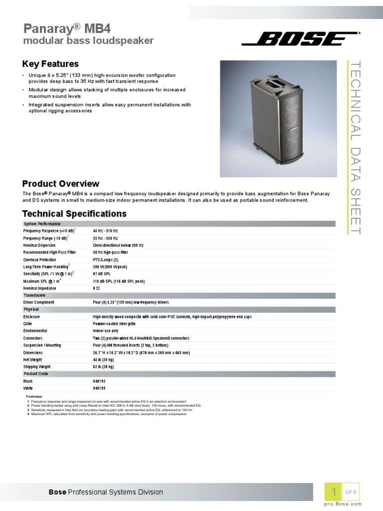 Tds Panaray mb4 Modular Bass Loudspeaker PDF | PDF | Loudspeaker ...