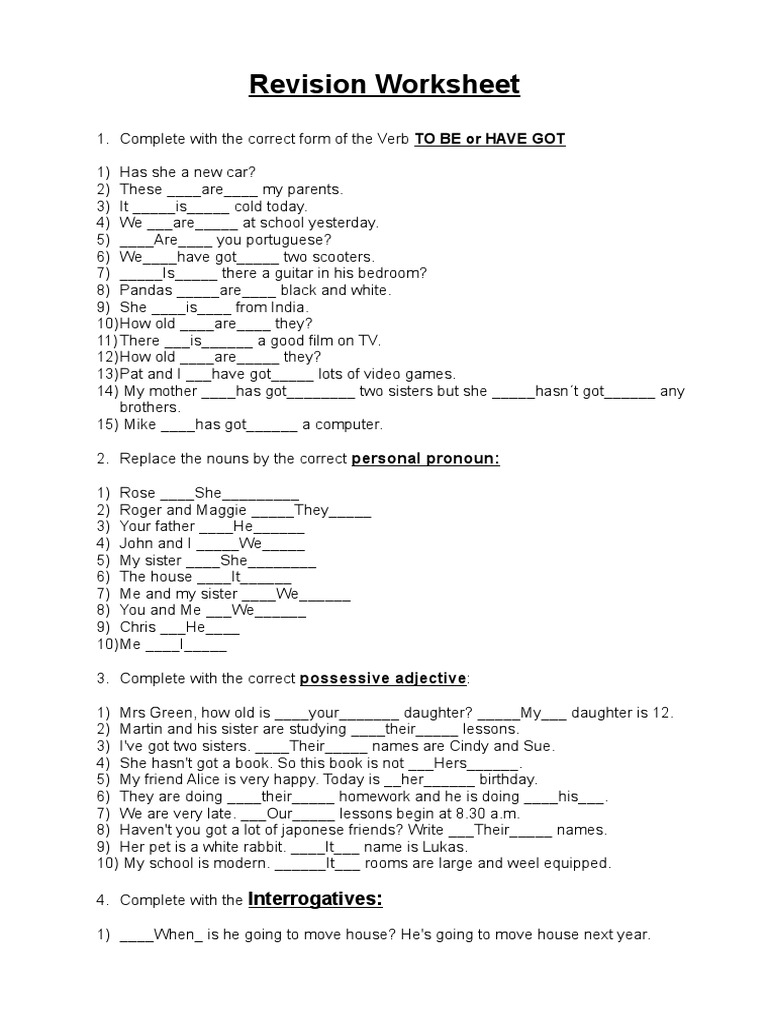English Grammar Revision Worksheet | PDF | Syntactic Relationships | Syntax