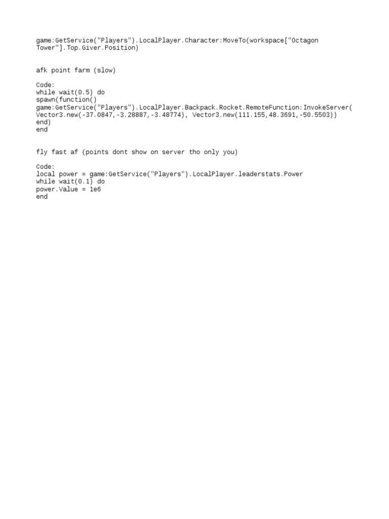 Roblox Script: AFK Point Farm & Fast Fly | PDF | Teaching Methods ...