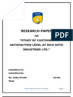 Research Paper: "Study of Customer Satisfaction Level at Rico Auto Industries LTD."