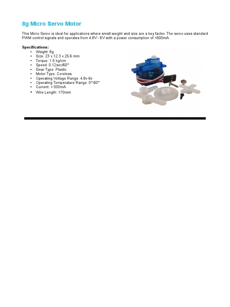 Motor Servo Datasheet PDF
