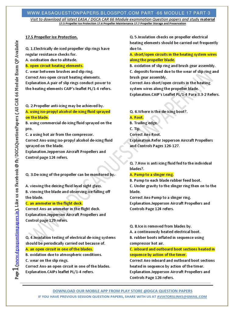 EASA Module 17: Propeller Maintenance Guide | PDF | Propeller ...