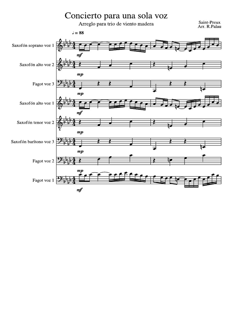 Concierto para Una Sola Voz-Partitura y Partes PDF | PDF