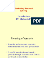 Marketing Research Unit1: Dr. Shahaida P