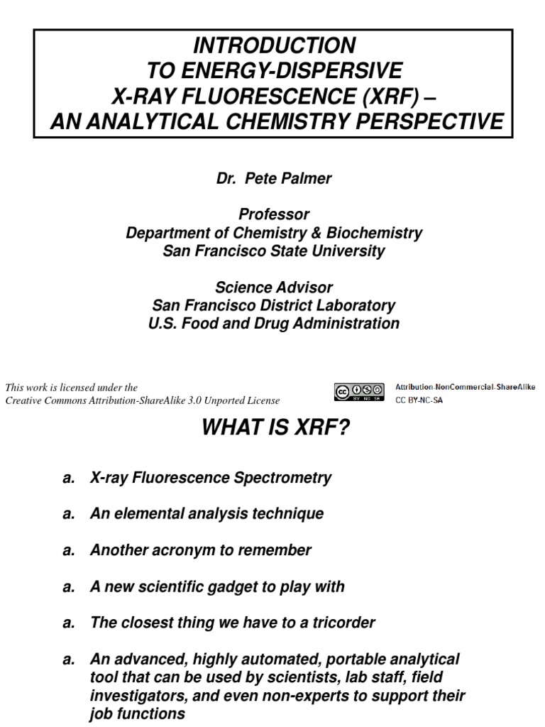 Introduction to X-Ray Fluorescence (XRF) | PDF | Energy Dispersive X ...