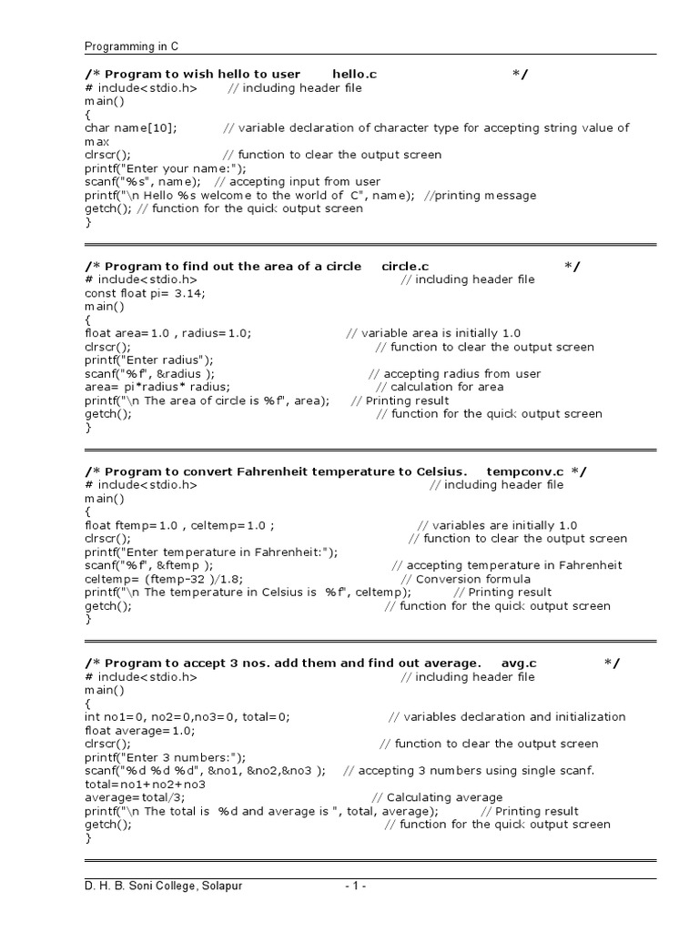 C Programming Examples | PDF | Computer Programming | Computing