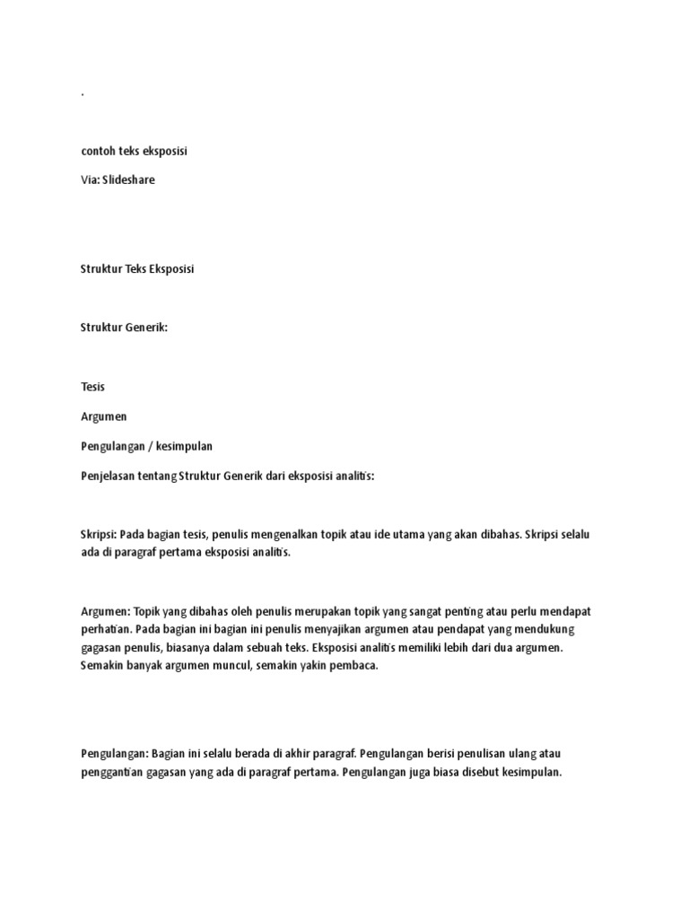 Contoh Teks Eksposisi