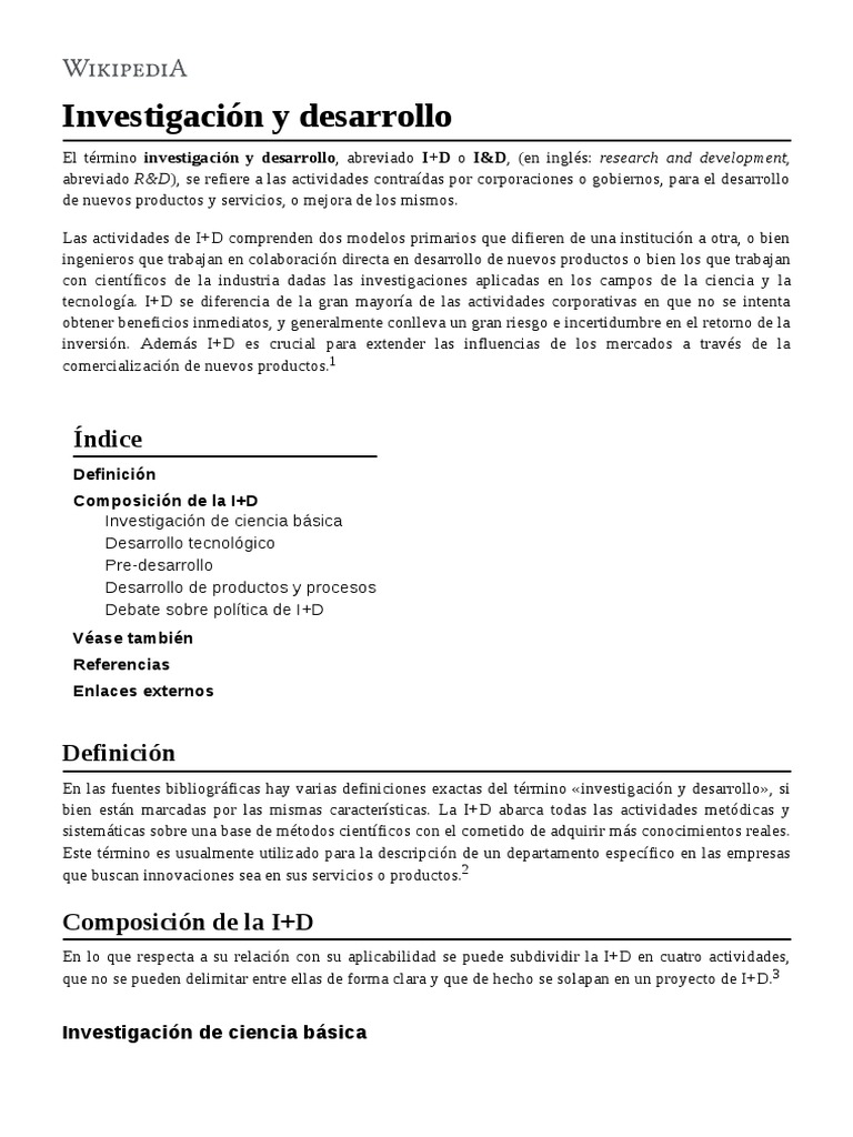 Investigación Y Desarrollo Pdf Investigación Y Desarrollo