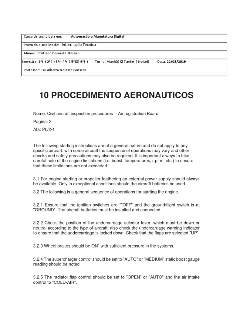 Civil Aircraft Inspection Procedures | PDF | Landing Gear | Aircraft