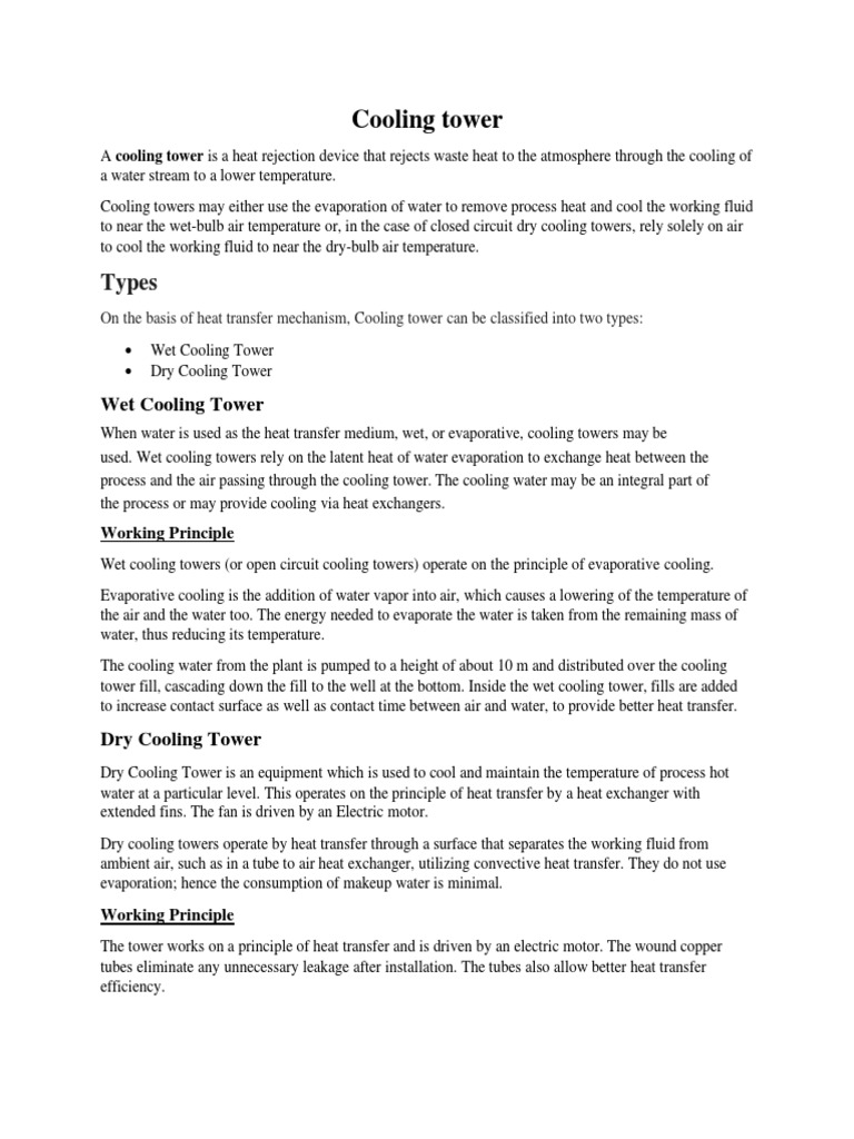 Wet & Dry Cooling Towers | PDF | Heat Transfer | Heat Exchanger