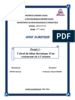 Projet de Calcul Du Bilan Thermique Pour PDF