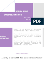 THE ROLE OF MEMORY IN SECOND LANGUAGE ACQUISITION (Final Project)