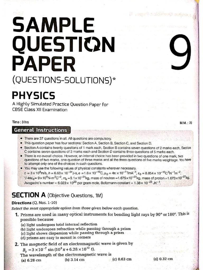 Class XII - Physics - Sample Papers | PDF
