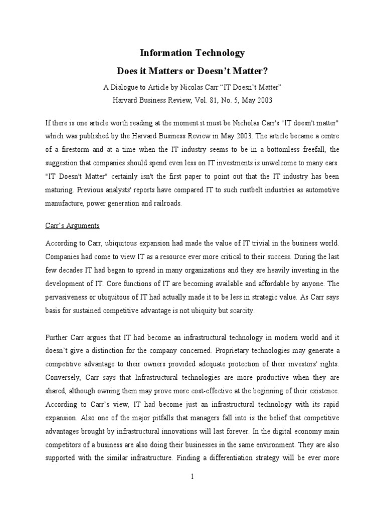 Nicholas carr does it matter pdf