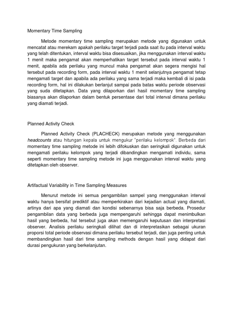 Metode Momentary Time Sampling | PDF | Karier & Perkembangan ...
