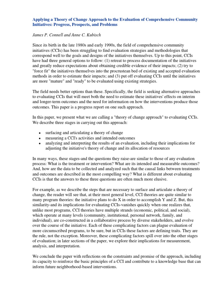 Evaluating Community Initiatives with Theory of Change | PDF | Program ...