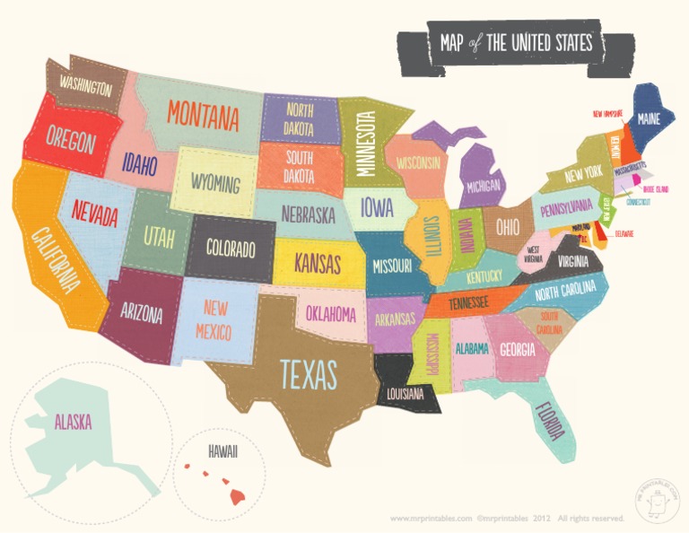 Mrprintables Printable Map Usa Color LTR | PDF | The United States