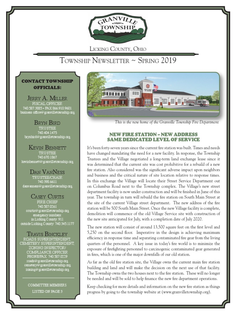 Township Newsletter Spring 2019 | PDF | Zoning | Traffic