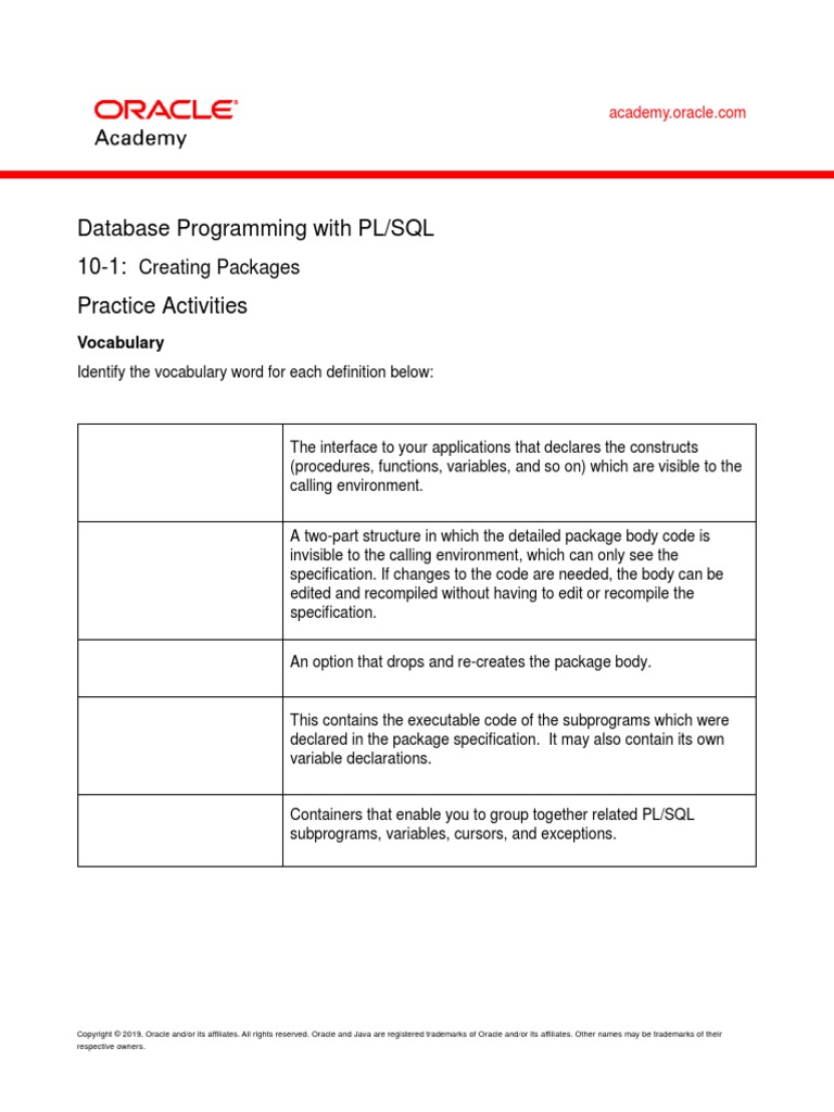 PLSQL 10 1 Practice PDF | PDF | Pl/Sql | Subroutine
