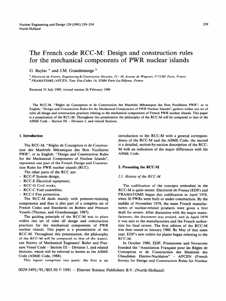 Overview of the RCC-M Code for PWRs | PDF | Fatigue (Material) | Fracture