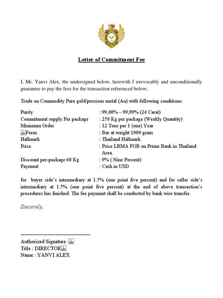 Letter of Commitment Fee PDF