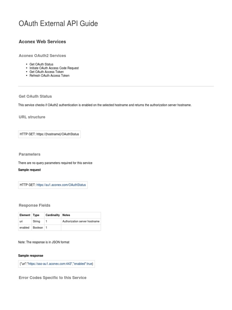 Aconex OAuth2 API Documentation | PDF | Hypertext Transfer Protocol ...